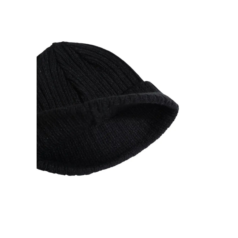 Columbia cap ribbed knit beanie for men in black with folded brim, front view
