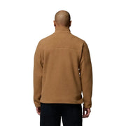 Columbia Sweat à capuche zippé en polaire marron pour homme, col montant et poignets côtelés (vue de face)