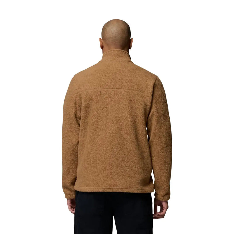 Columbia Sweat à capuche zippé en polaire marron pour homme, col montant et poignets côtelés (vue de face)