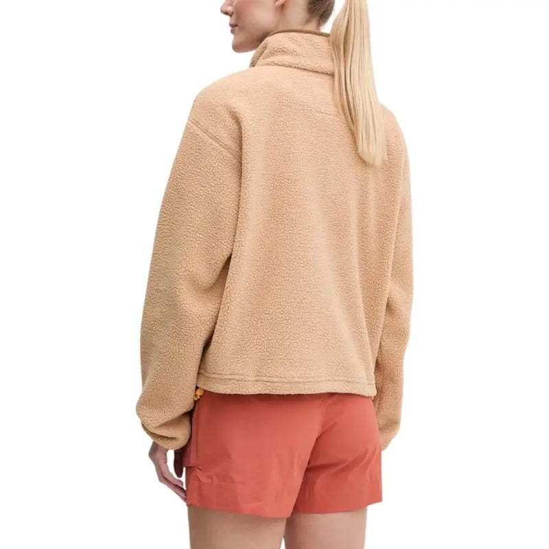 Columbia Women Beige Turtleneck Sweatshirt with Pockets