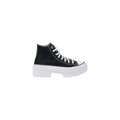 Converse Schwarze Chuck Taylor Damen-Sneaker aus Stoff mit weißen Schnürsenkeln und klobiger weißer Plateausohle.top Design