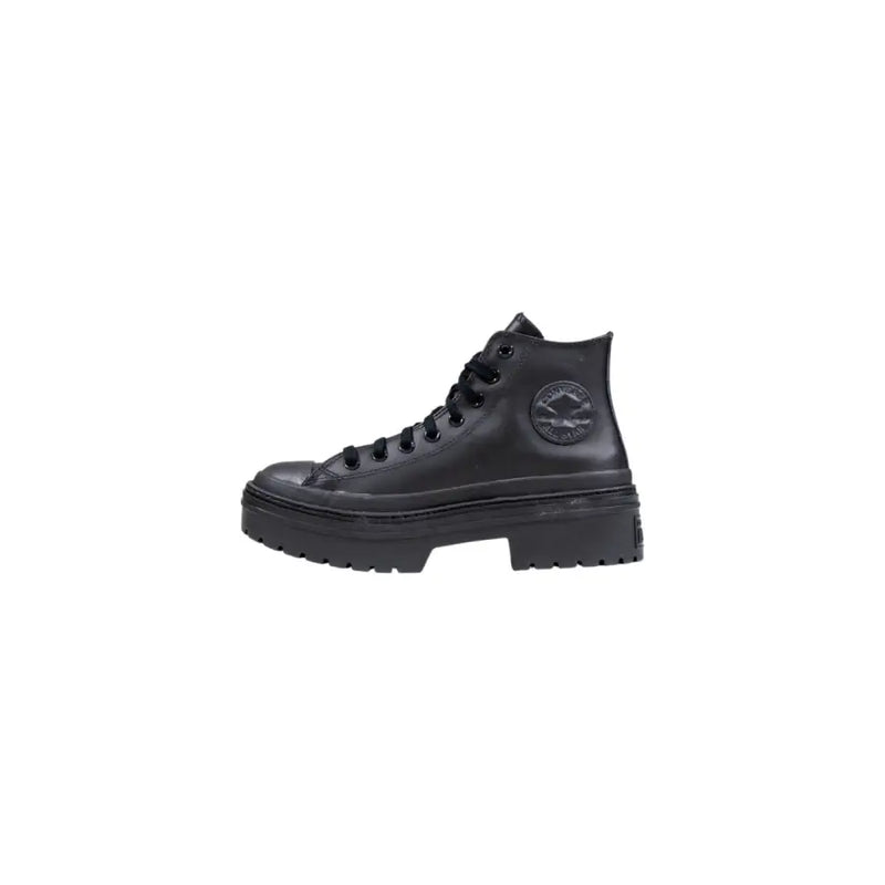 Converse women black leather high-top ankle boot with chunky platform sole
