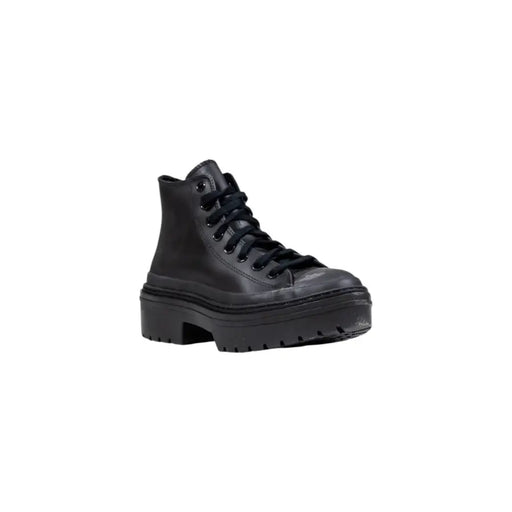 Converse women black leather high-top sneaker with chunky platform sole