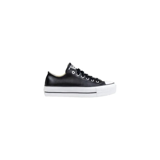 Black Converse Chuck Taylor platform sneaker in leather with white sole