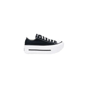 Converse women’s black plain lace platform sneakers with white laces