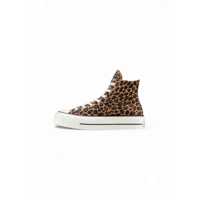 Converse Women Brown Leopard Suede Platform High-Top Sneakers