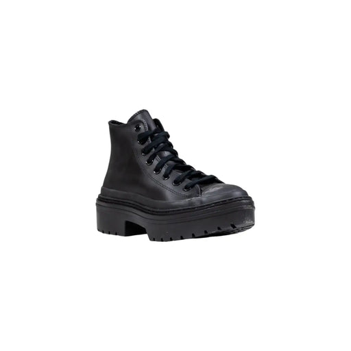 Converse Schwarze Damen-Plateau-Ankle-Boots aus Leder mit klobigem Absatztop Sneaker-Design