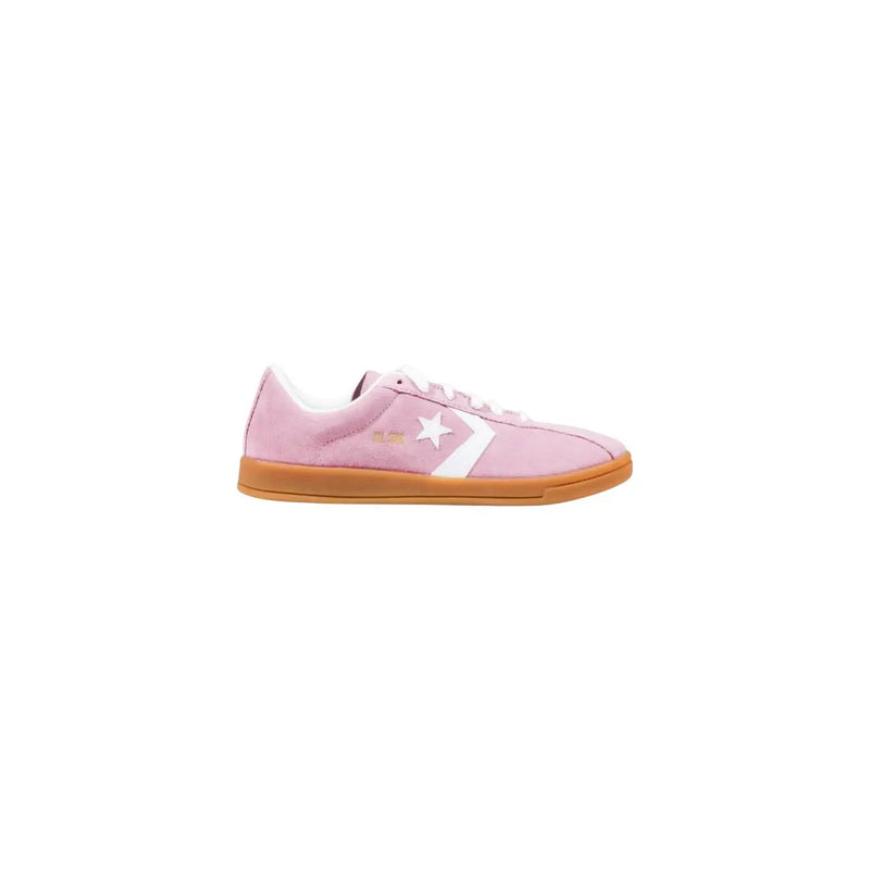 Converse Women leather sneakers pink classic ox in pink suede with white star stripe and tan rubber sole