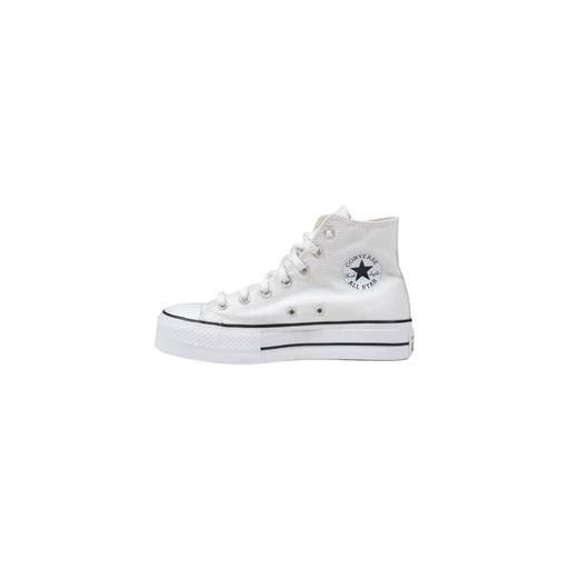 Weiß converse Frauen hoch-top Sneaker mit schwarzem Sternenlogo und Textilsohle aus Gummi für den Alltag