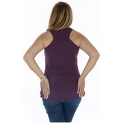 Converse women tank top purple cotton sleeveless with high neckline and cutout shoulder details