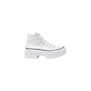 Converse women white fabric Chuck Taylor sneakers with chunky platform sole and black toe stitching