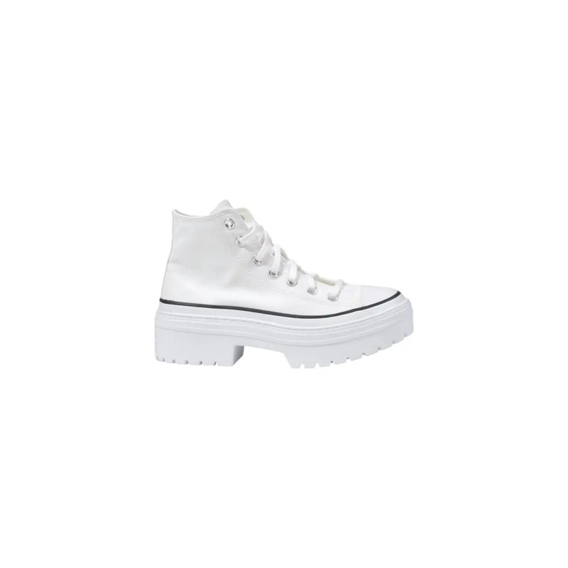 Converse women white fabric Chuck Taylor sneakers with chunky platform sole and black toe stitching