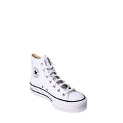Converse Women White Platform High-Top Sneakers with Black Star Logo