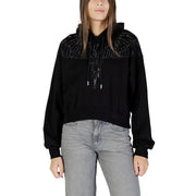 County of Milan black cropped cotton hoodie with sparkling wing design