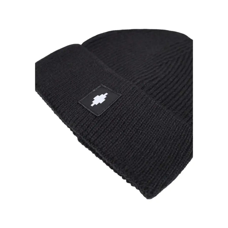 Black beanie with white logo design