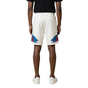 Short en coton blanc pour homme, de la marque County of Milan, orné d'ailes bleues et rouges sur les côtés (vue de profil).