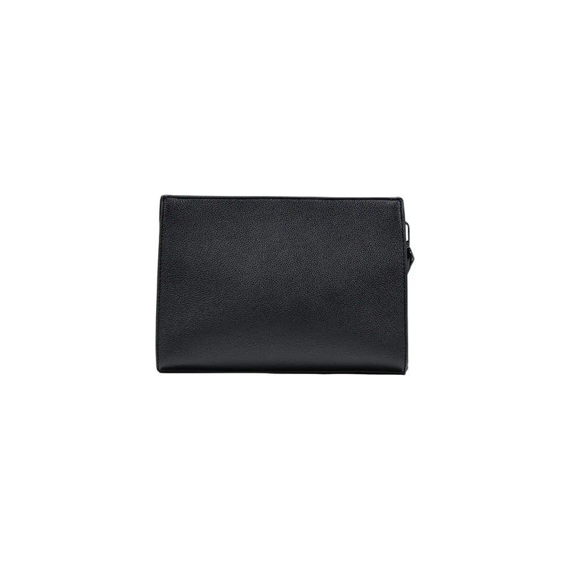 Black faux leather men’s clutch bag by County Of Milan with a sleek minimalist design and subtle zipper pull