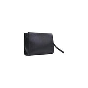 County of milan men bag black faux leather clutch with textured surface and wrist strap 26x19x7 cm
