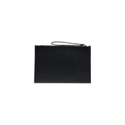 County of Milan men bag black faux leather clutch with minimalist design and wrist strap 30x20x0.3 centimeters