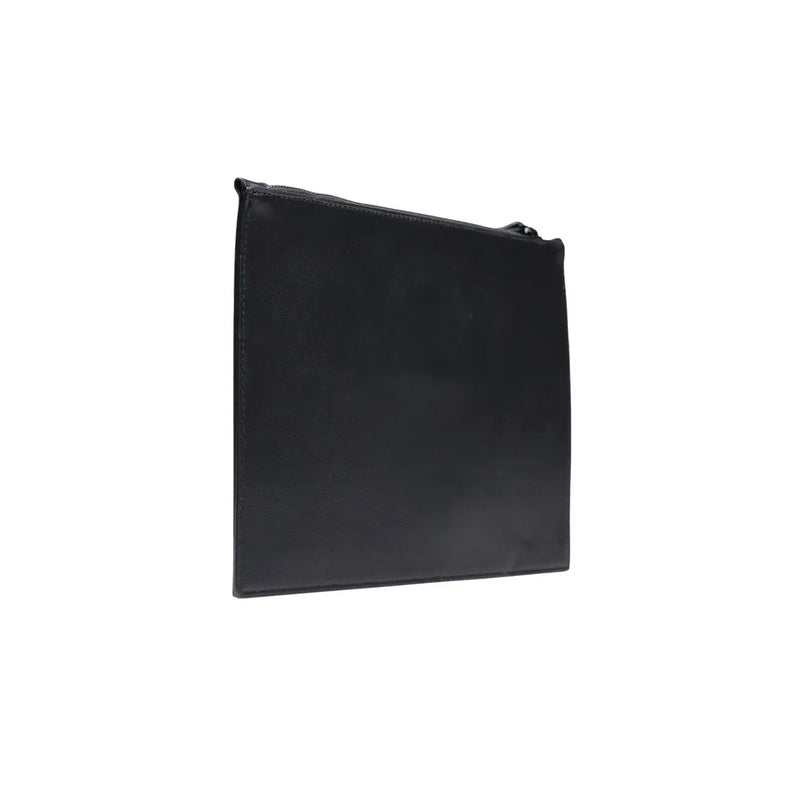 Black faux leather zipper pouch with sleek minimalist design from county of milan men bag 30x20x0.3 cm