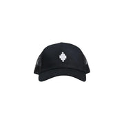 County of Milan men black cotton blend baseball cap with white pixelated diamond logo on front panel