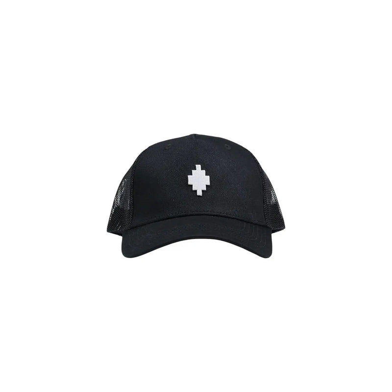 County of Milan men black cotton blend baseball cap with white pixelated diamond logo on front panel