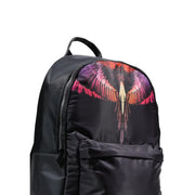 County of milan men black nylon rucksack featuring a colorful purple and pink winged bird graphic 38x42x15 cm