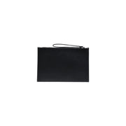 County of Milan men faux leather black clutch with minimalist design and wrist strap 30x20 zip bag