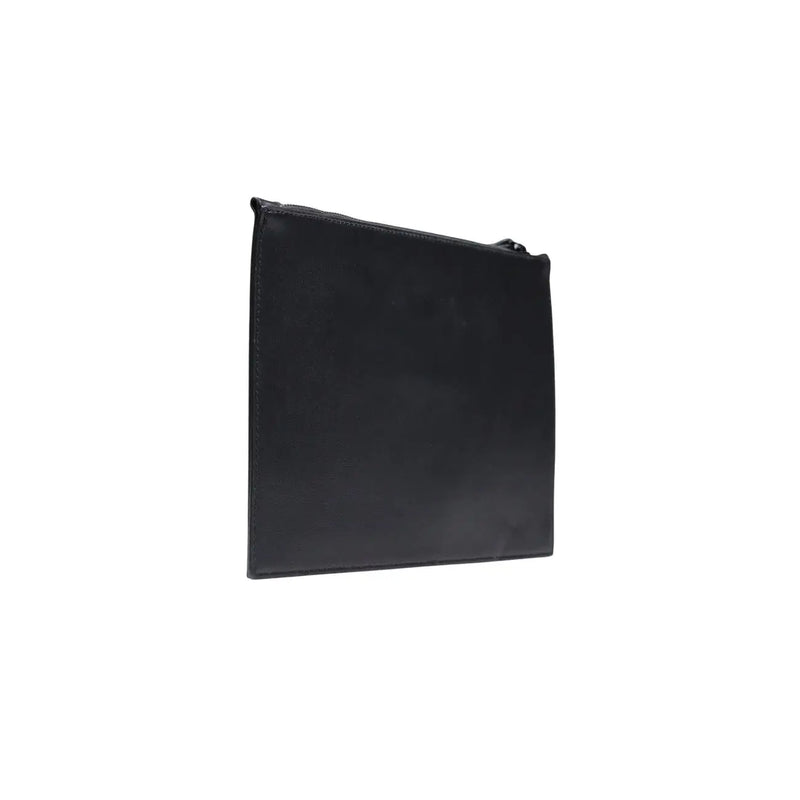 County of Milan men faux leather print zip bag in black with sleek minimalist design and zipper closure 30x20 cm