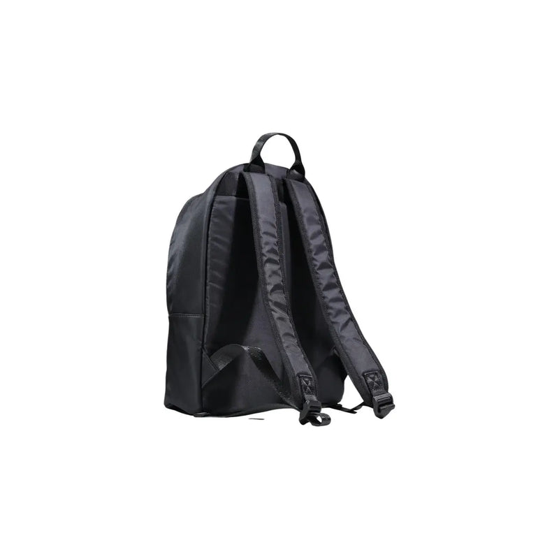 County of Milan men nylon rucksack in black with padded shoulder straps and top carry handle, 38x42x15 cm