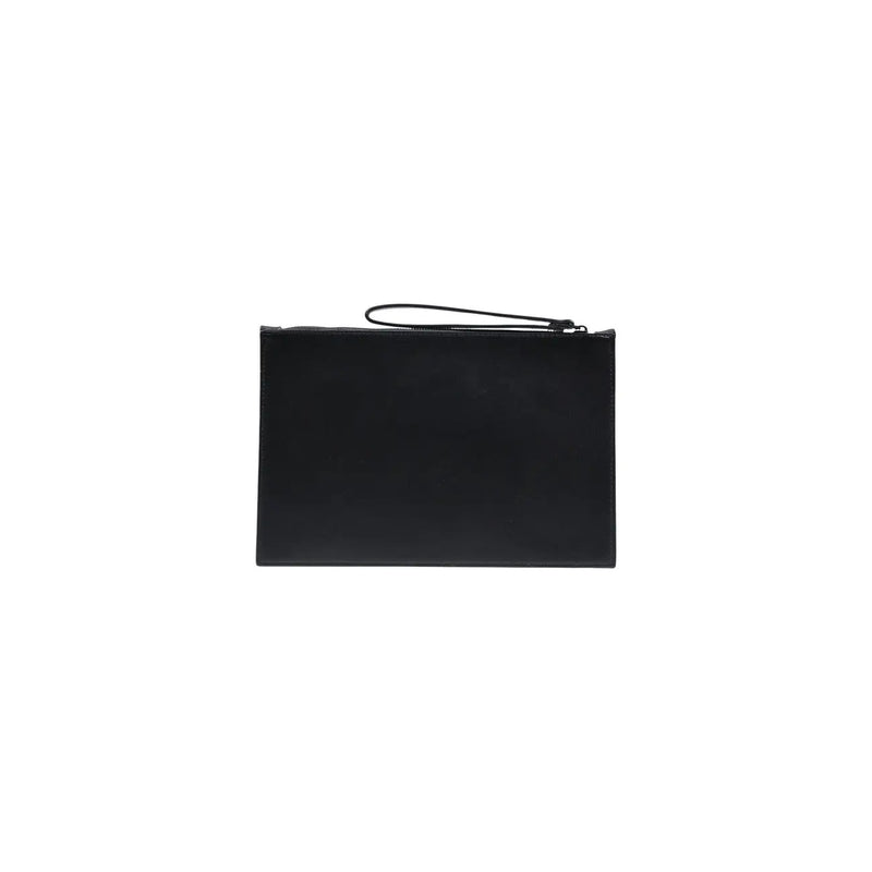 County of Milan men pouch bag in black faux leather with minimalist design and wrist strap measuring 30x20 cm