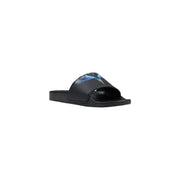 County of Milan men black synthetic slide sandal with vibrant iridescent wing graphic on the strap