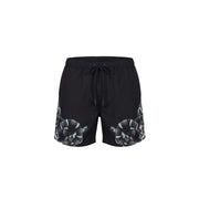 County Of Milan men swimwear black printed polyester shorts with bold white and gray snake print on sides
