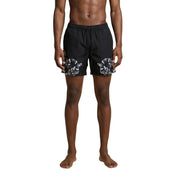 County of Milan men swimwear black polyester shorts with bold white snake pattern on lower legs