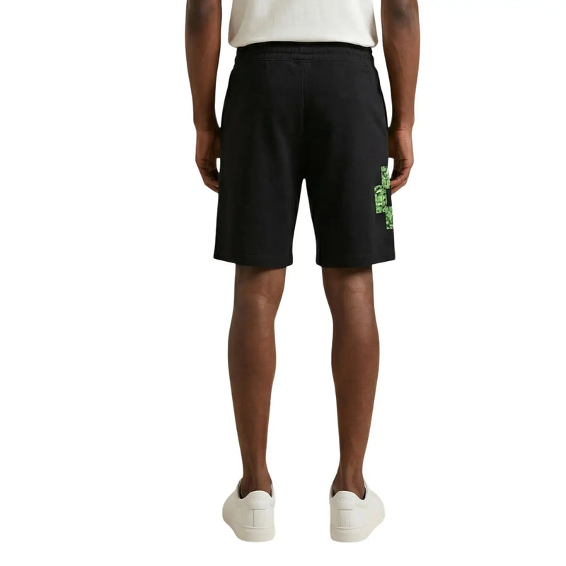 County of Milan shorts for men in black with green side graphic, side view