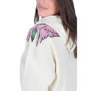County of Milan cream hoodie with pink and green wing graphic
