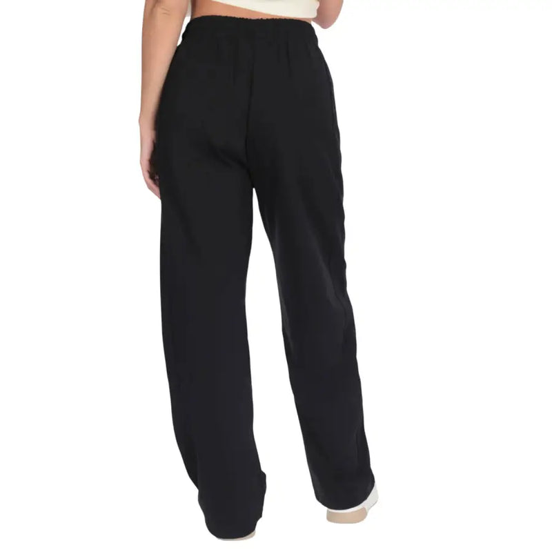 County of Milan women black high-waisted wide-leg cotton trousers with laces and a relaxed flowing silhouette