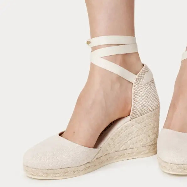 Espadrilles feature a distinctive rope sole