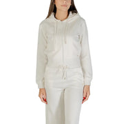 Cream-colored full-zip hooded tracksuit displayed in Guess Active Women Black Sweatshirt collection