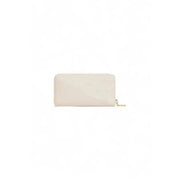 Cream-colored leather Love Moschino wallet with gold zipper closure for women