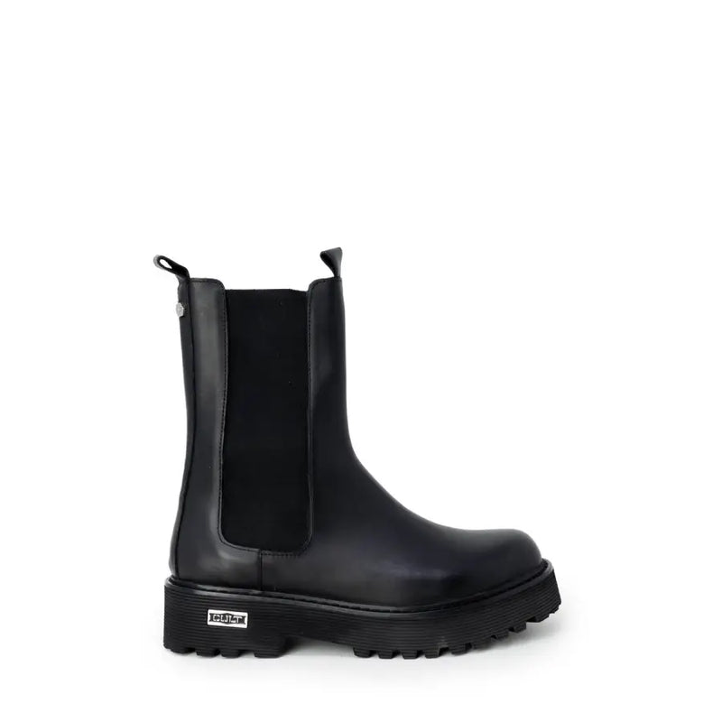 Cult Black Leather Ankle Boots for Women Fall Winter