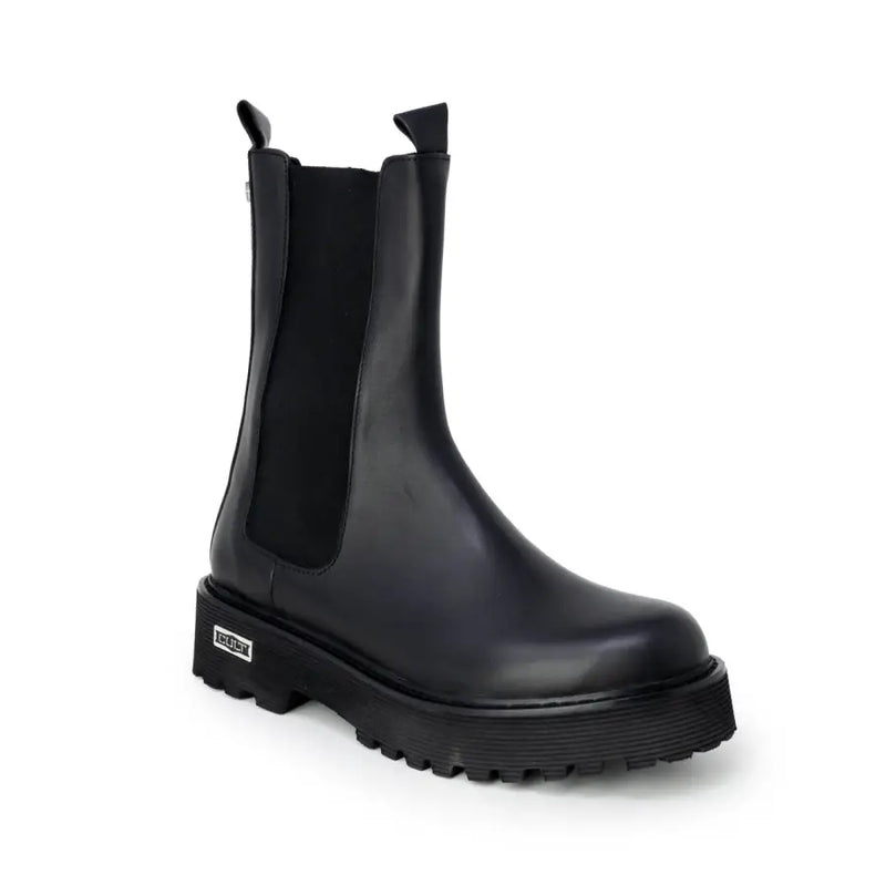 Cult Black Leather Ankle Boots for Women Fall Winter