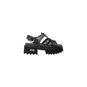 Black open toe platform sandal with chunky textured sole and sleek leather straps from Cult Women Leather Sandals
