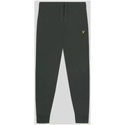 Dark green Lyle & Scott sweatpants featuring a yellow logo near the hip