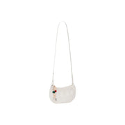 Desigual beige polyester shoulder bag with zip pocket featuring a sleek white crossbody design and colorful charm