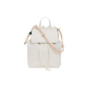 Cream-colored leather Desigual beige rucksack with braided tan and white rope shoulder strap and pockets