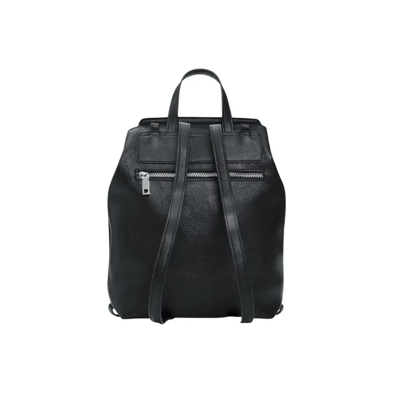 Desigual black leather convertible handbag rucksack with two zippers top handle and multiple pockets
