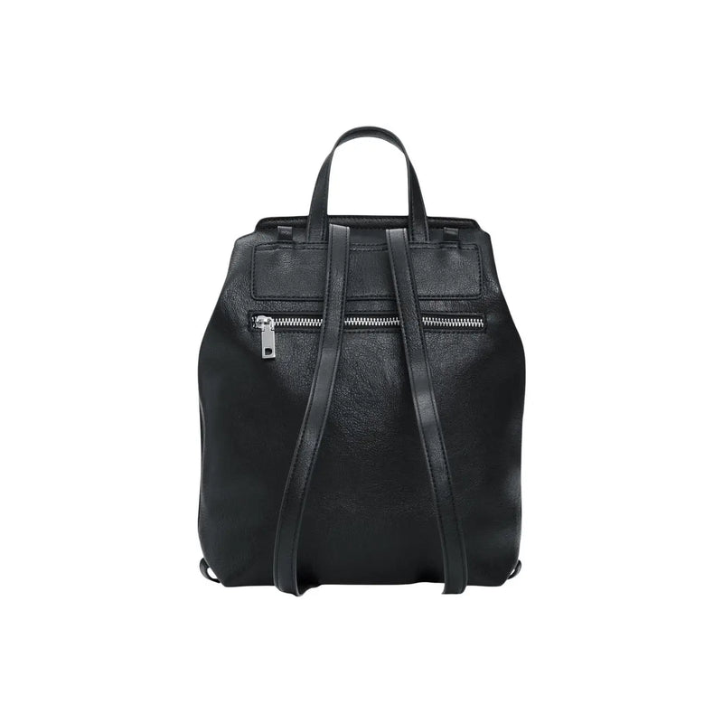 Desigual black leather convertible handbag rucksack with two zippers top handle and multiple pockets
