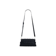 Desigual black woven leather crossbody handbag with sleek structured design silver-toned hardware and inside pocket