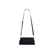 Desigual black woven leather crossbody handbag with sleek structured design silver-toned hardware and inside pocket